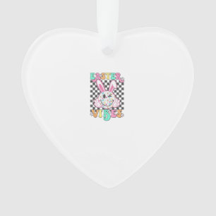 Retro Groovy Oster-Vibes Hase Kariert Lächeln Wo Ornament