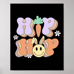 Retro Groovy Ostertag Hip Hop Niedliches Kaninchen Poster