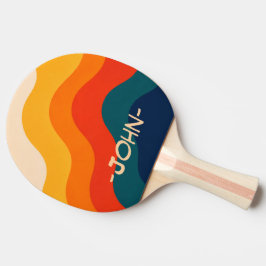 Retro Groovy Ozean benutzerdefinierter Name Ping P Tischtennis Schläger