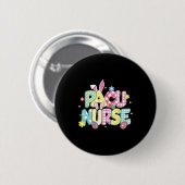 Retro Groovy Pacu Nurse Bunny Ear Funny Easter Gif Button (Vorne & Hinten)