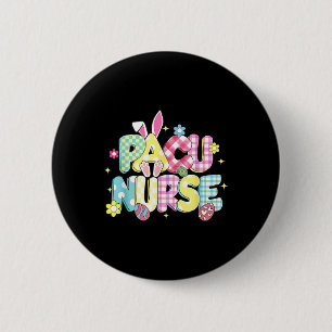 Retro Groovy Pacu Nurse Bunny Ear Funny Easter Gif Button
