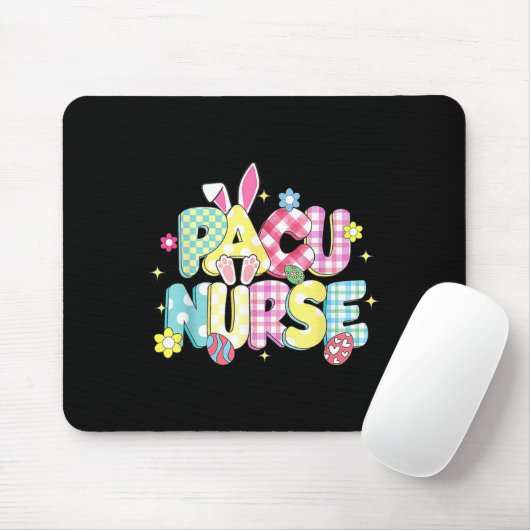Retro Groovy Pacu Nurse Bunny Ear Funny Easter Gif Mousepad (Mit Mouse)