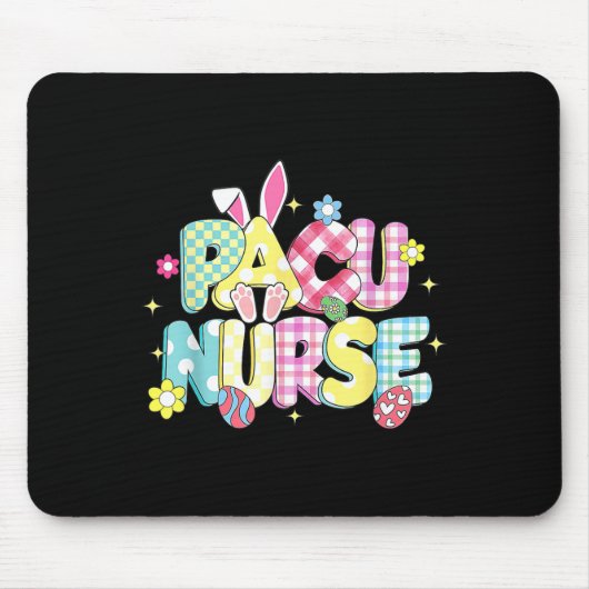 Retro Groovy Pacu Nurse Bunny Ear Funny Easter Gif Mousepad (Vorne)