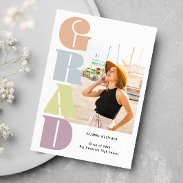 Retro Groovy Pastel 2 Foto Abschluss Ankündigung