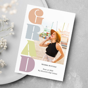 Retro Groovy Pastel 2 Foto Abschluss Ankündigung