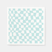 Retro Groovy Pastel Blue White Karos Schachtelt Serviette (Vorderseite)