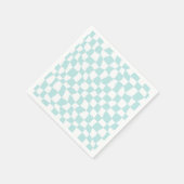 Retro Groovy Pastel Blue White Karos Schachtelt Serviette (Ecke)