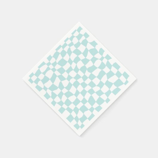 Retro Groovy Pastel Blue White Karos Schachtelt Serviette (Ecke)