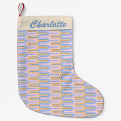 Retro Groovy Pastel Lines Muster Personalisiert Kleiner Weihnachtsstrumpf (Vorderseite)