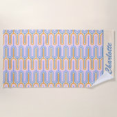Retro Groovy Pastel Lines Muster Personalisiert Strandtuch (Vorderseite)