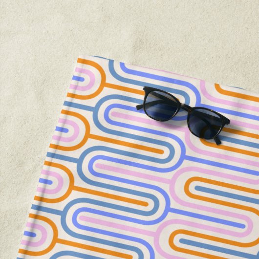 Retro Groovy Pastel Lines Muster Personalisiert Strandtuch (Beispiel)
