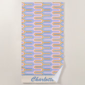 Retro Groovy Pastel Lines Muster Personalisiert Strandtuch (Vorderseite)