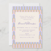 Retro Groovy Pastel Lines Periwinkle Brautparty Einladung (Vorderseite)