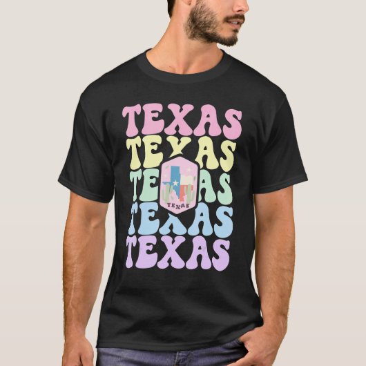 Retro Groovy Pastel Texas State Home I Love Texas T-Shirt (Vorderseite)
