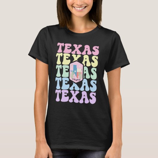 Retro Groovy Pastel Texas State Home I Love Texas  T-Shirt (Vorderseite)