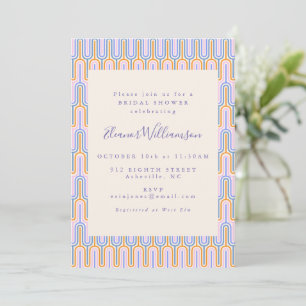 Retro-Groovy-Pastell-Linien Periwinkle-Brautparty Einladung