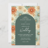 Retro Groovy Pastellfarben Blume boho arch Einladung (Vorderseite)