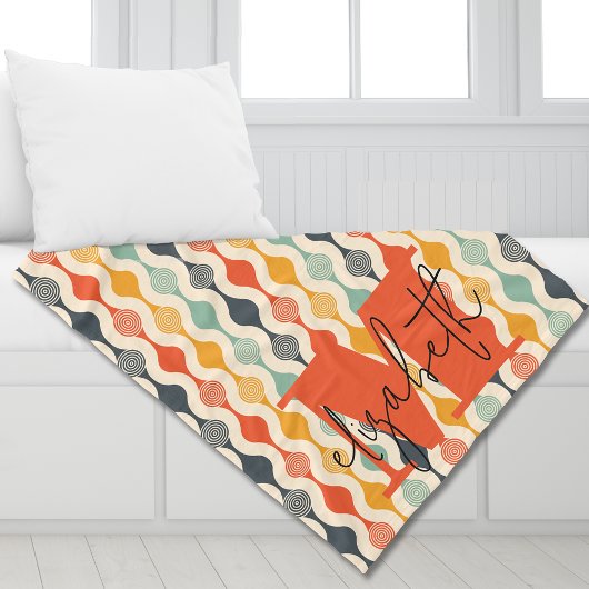Retro Groovy Pattern Fleecedecke