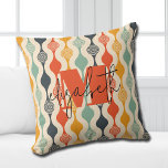 Retro Groovy Pattern Kissen<br><div class="desc">Your monogram and first name highlight a retro mod circle pattern in a groovy color palette,  this throw pillow is fun for you,  your kids,  college dorm rooms or give as a gift. (You can remove the monogram and first name,  just leave the personalization blank.)</div>