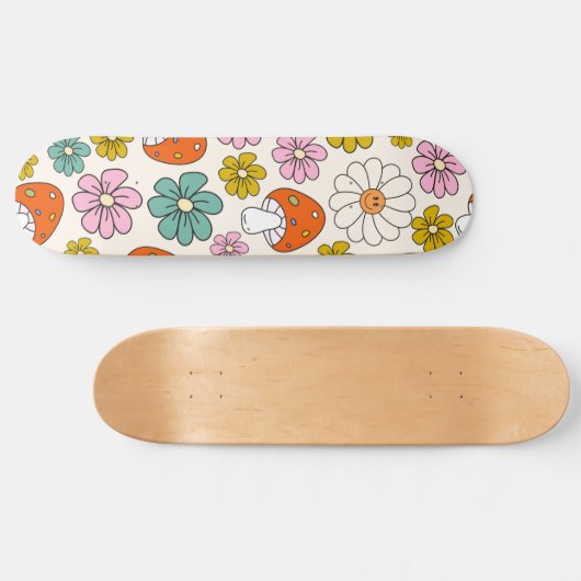 Retro Groovy Patterns 70er-60er-80er Skateboard (Horizontal)