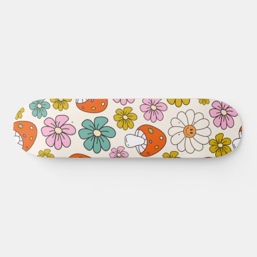 Retro Groovy Patterns 70er-60er-80er Skateboard (Horizontal)