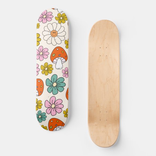 Retro Groovy Patterns 70er-60er-80er Skateboard (Vorderseite)