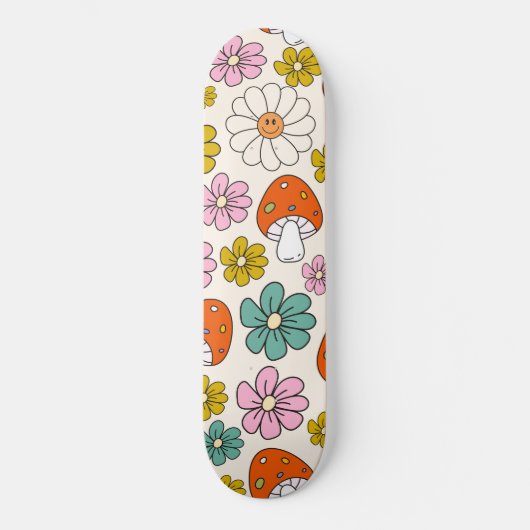 Retro Groovy Patterns 70er-60er-80er Skateboard (Vorderseite)