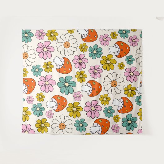 Retro Groovy Patterns 70er-60er-80er Wandteppich (Vorderseite (Horizontal))