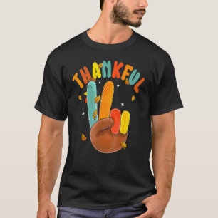 Retro Groovy Peace Hand signieren Dankbarkeit Türk T-Shirt