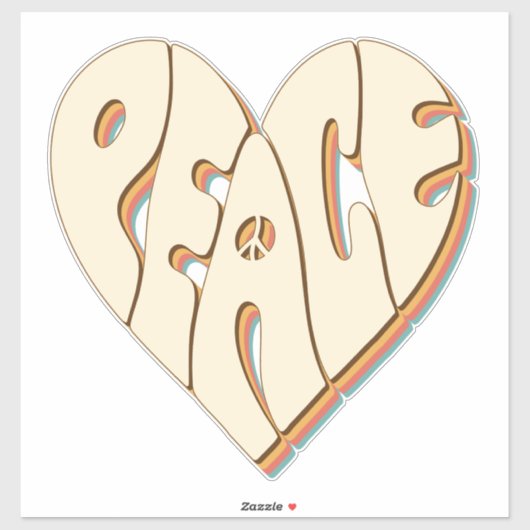 Retro Groovy Peace Heart Inspiration Essential Aufkleber (Blatt)