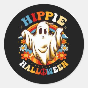 Retro Groovy Peace Hippie Halloween Vintages Flora Runder Aufkleber