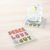 Retro Groovy Peace Liebe Joy Holiday Foto Glasuntersetzer (Schrägansicht)