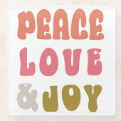 Retro Groovy Peace Liebe Joy Holiday Foto Glasuntersetzer (Vorderseite)
