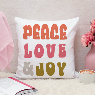 Retro Groovy Peace Liebe Joy Holiday Kissen
