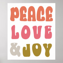 Retro Groovy Peace Liebe Joy Typografy Holiday Poster