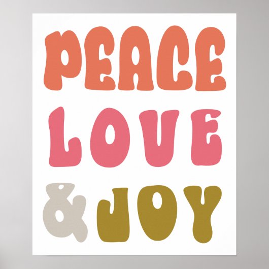Retro Groovy Peace Liebe Joy Typografy Holiday Poster (Vorne)