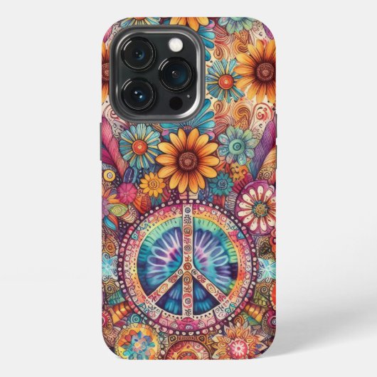 Retro Groovy Peace Sign mit Hippie-Gefärbte Krawat iPhone Hülle (Hinten)