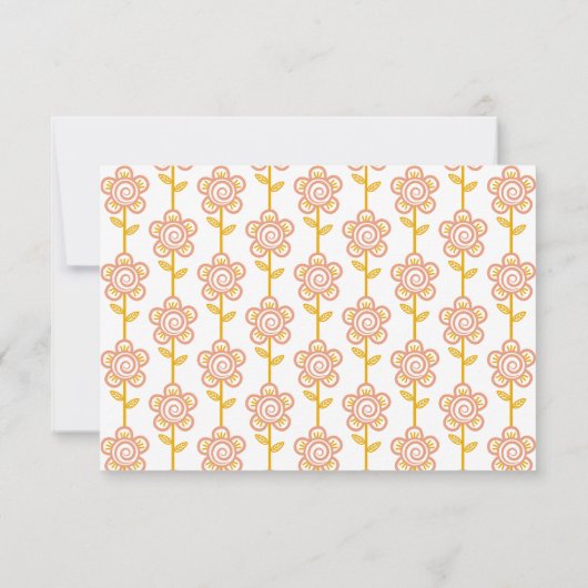 Retro Groovy Peach and Gelb 70er Hochzeit RSVP (Rückseite)