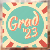 Retro Groovy Peachy Abschluss Grad Klasse 2023 Fensteraufkleber (Blatt 2)