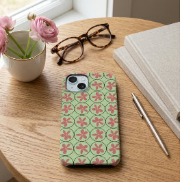 Retro Groovy Pfirsich Blumenmuster Mattes Handyhül Case-Mate iPhone Hülle