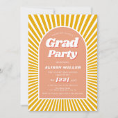 Retro Groovy pfirsichgelbe Sonnenschirme 70er Absc Einladung (Vorderseite)