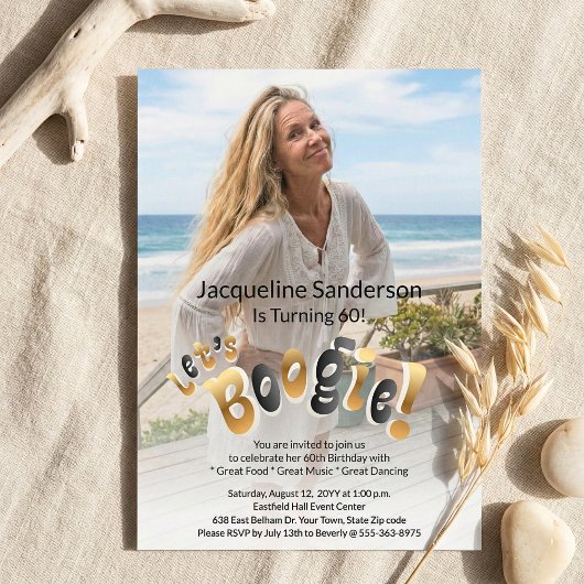 Retro Groovy Photo 60th Birthday Party  Einladung