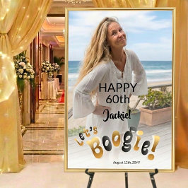 Retro Groovy Photo 60th Birthday Party Poster