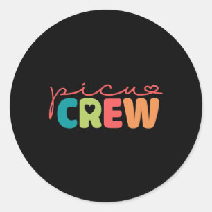 Retro Groovy Picu Crew Valentine Pediatric Intensi Runder Aufkleber