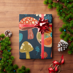 Retro Groovy Pilz-Blumen-Muster Geschenkpapier
