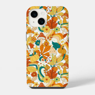 Retro Groovy Pilz Blumen Muster iPhone 14 Hülle