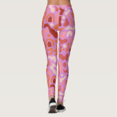 Retro Groovy Pink Abstrakte Muster Leggings (Rückseite)