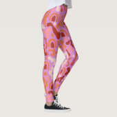 Retro Groovy Pink Abstrakte Muster Leggings (Rechts)