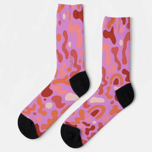 Retro Groovy Pink Abstrakte Muster Socken (Linkes Detail)