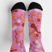 Retro Groovy Pink Abstrakte Muster Socken (Oben)